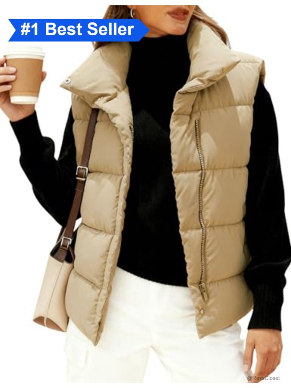 Womens Puffer Vest Zip Up Sleeveless Lightweight Quilted Padded Gilet